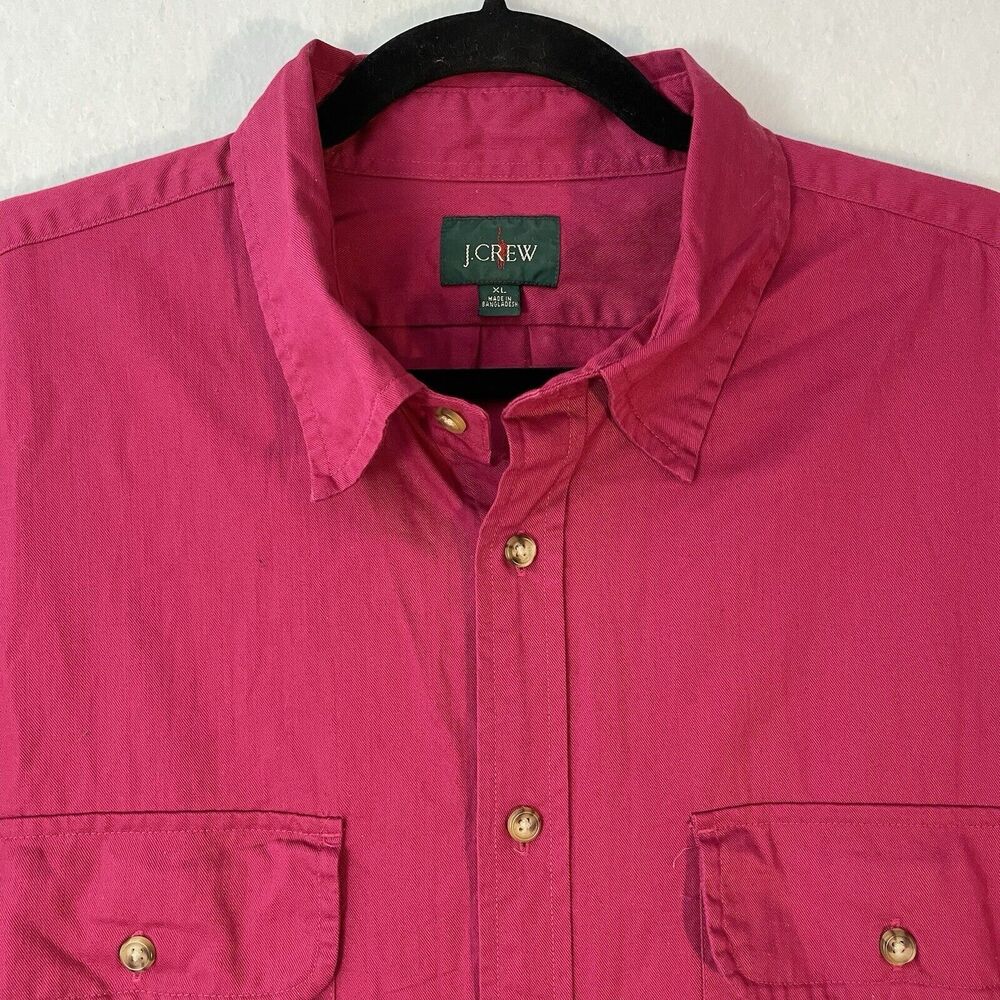 VTG J Crew Shirt Mens XL Red Oarsman Long Sleeve Button Up 2 Pockets Maroon